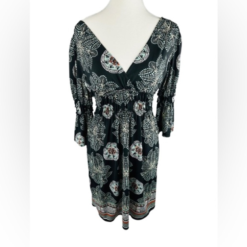 Max Edition Black and White Floral 3/4 Sleeve Dress Size S